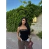 Siyah Yaka Dantelli Degaje Bodysuit