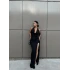 Siyah Yakası Degaje Maxi Elbise