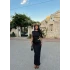 Siyah Yan Pencereli Maxi Elbise