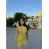 Yeşil Göbek Aksesuarlı Dekolte Elbise