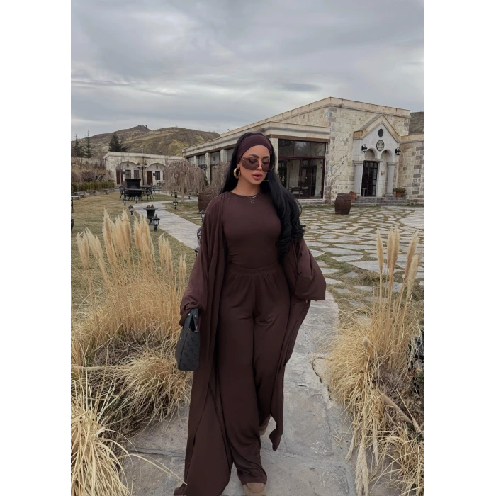 Kahve Üçlü Sandy Basic Takım