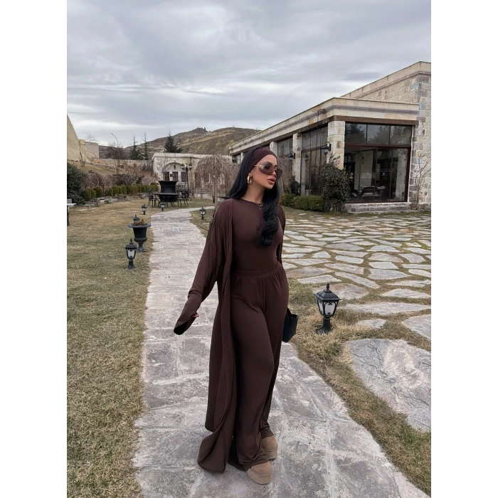 Kahve Üçlü Sandy Basic Takım