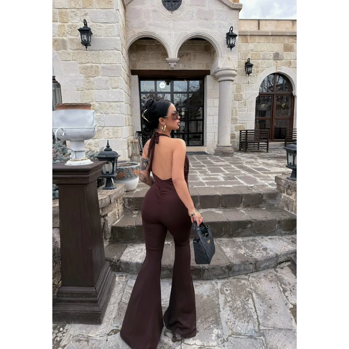 Kahve Aksesuar Askılı Tulum