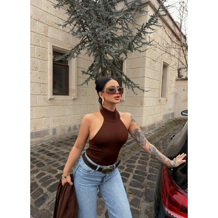 Kahve Bolerolu Triko İkili Takım