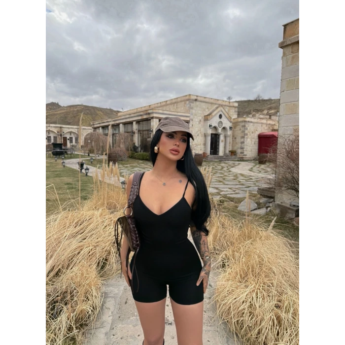 Ribana Askılı Şortlu Tulum