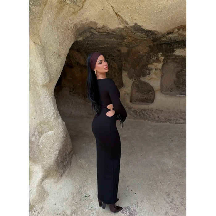 Yan Tokalı Triko Elbise