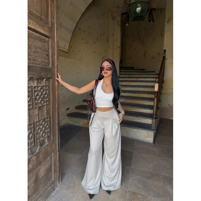 Bej Körüklü Modal Pantolon