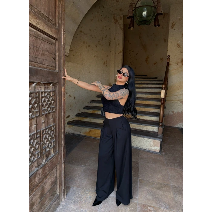 Siyah Körüklü Modal Pantolon