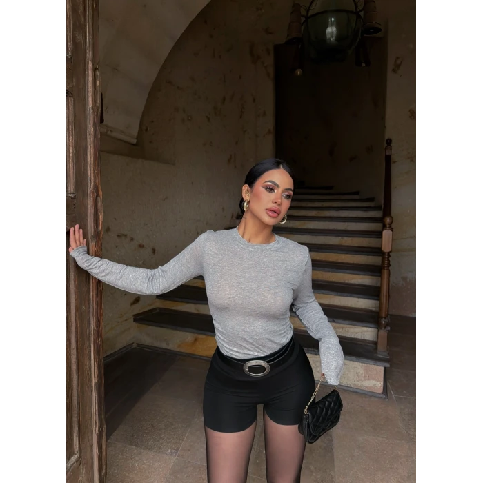 Gri Sırt Dantel Kaşmir Triko