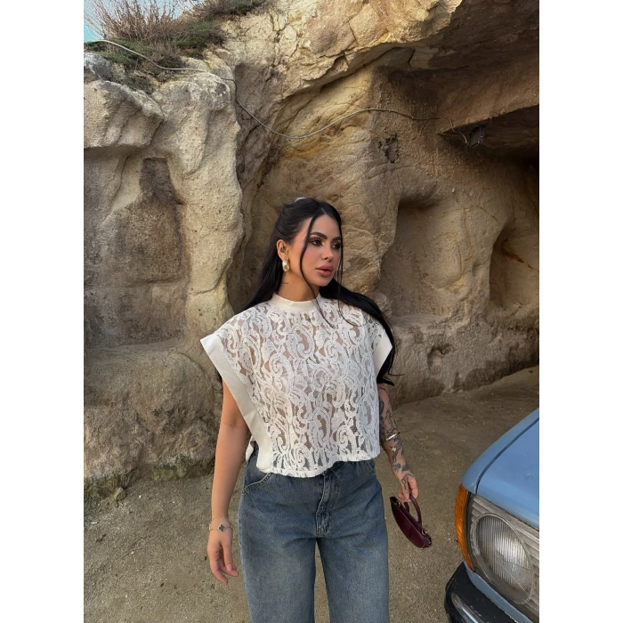 Taş Brode Yanları Açık Bluz