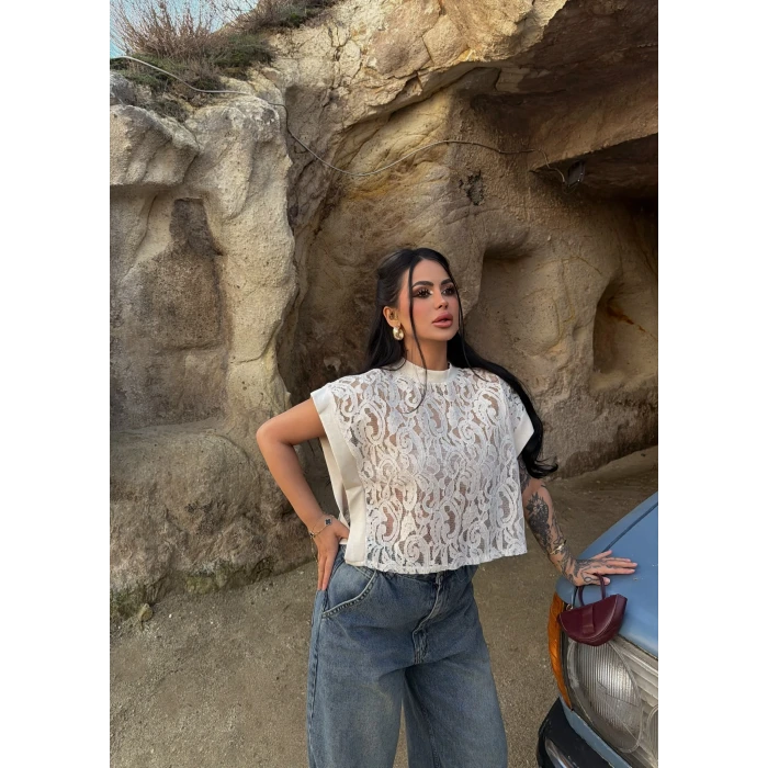 Taş Brode Yanları Açık Bluz
