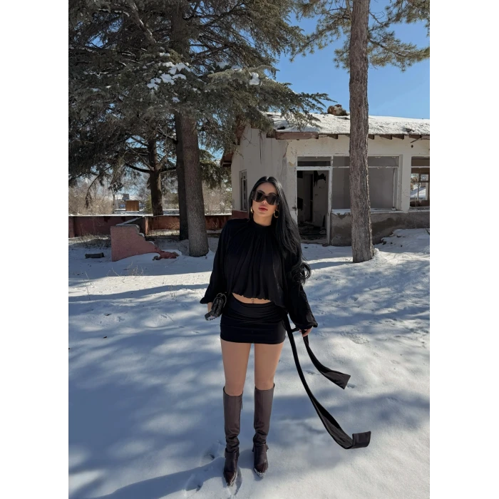 Siyah Omuz Vatkalı Sandy İkili Takım