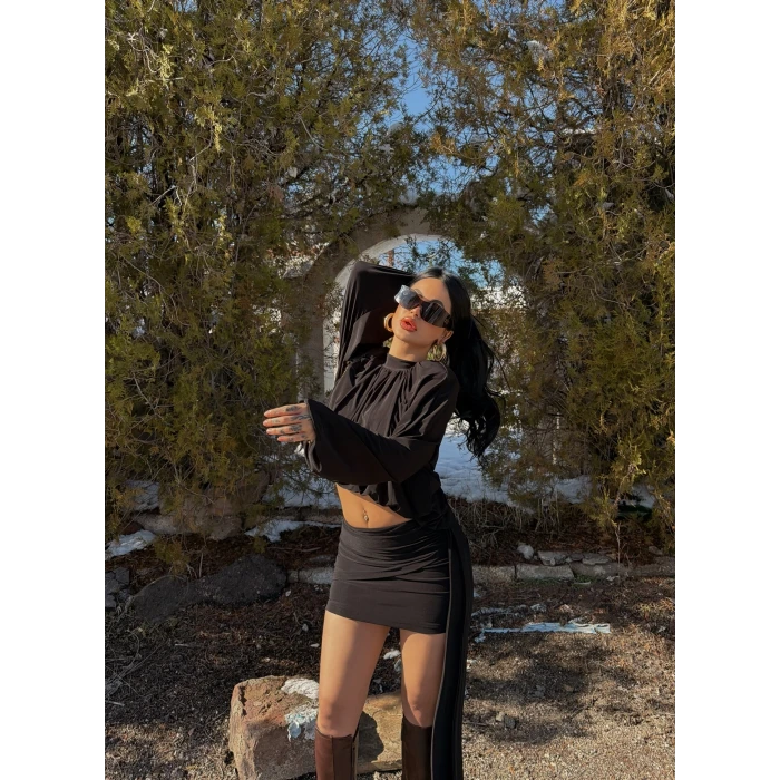 Siyah Omuz Vatkalı Sandy İkili Takım