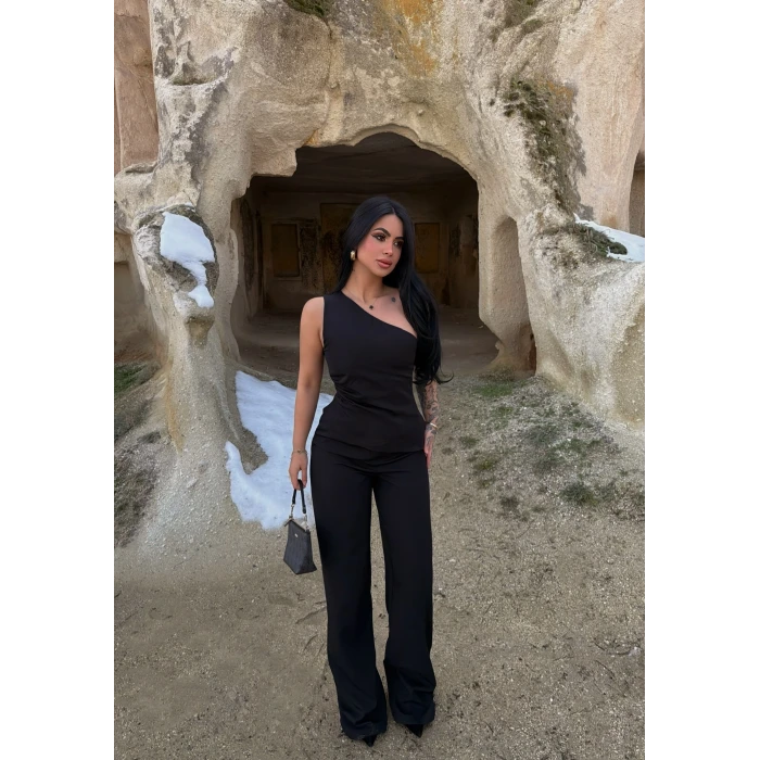 Siyah Tek Omuz Dokuma Takım