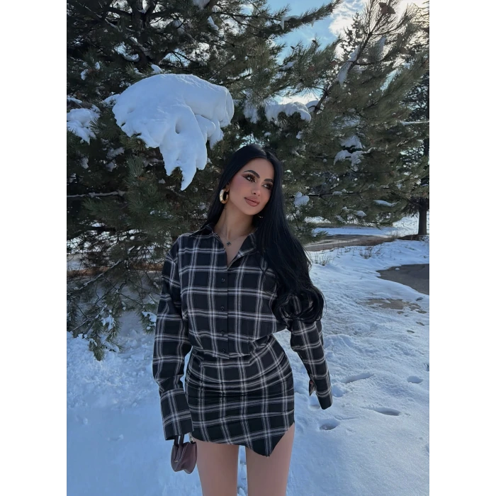 Ekose Gömlek Elbise