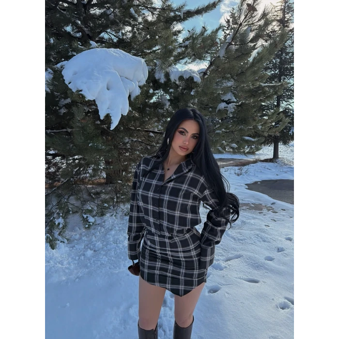 Ekose Gömlek Elbise