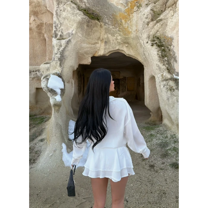 Beyaz Şortlu Gömlek Elbise