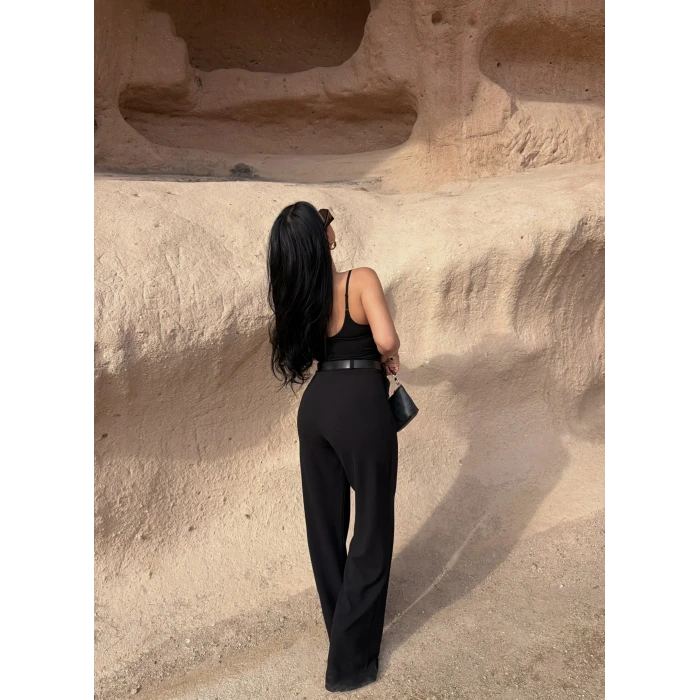 Kemerli Yüksek Bel Örme Pantolon