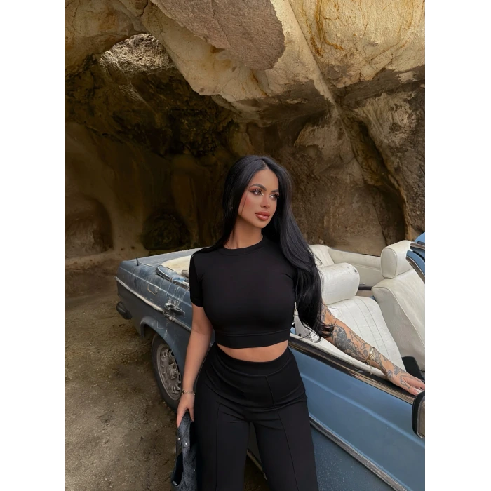 Siyah Şeritli Modal İkili Takım