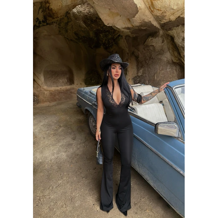 Yaka Güpürlü Compact Tulum