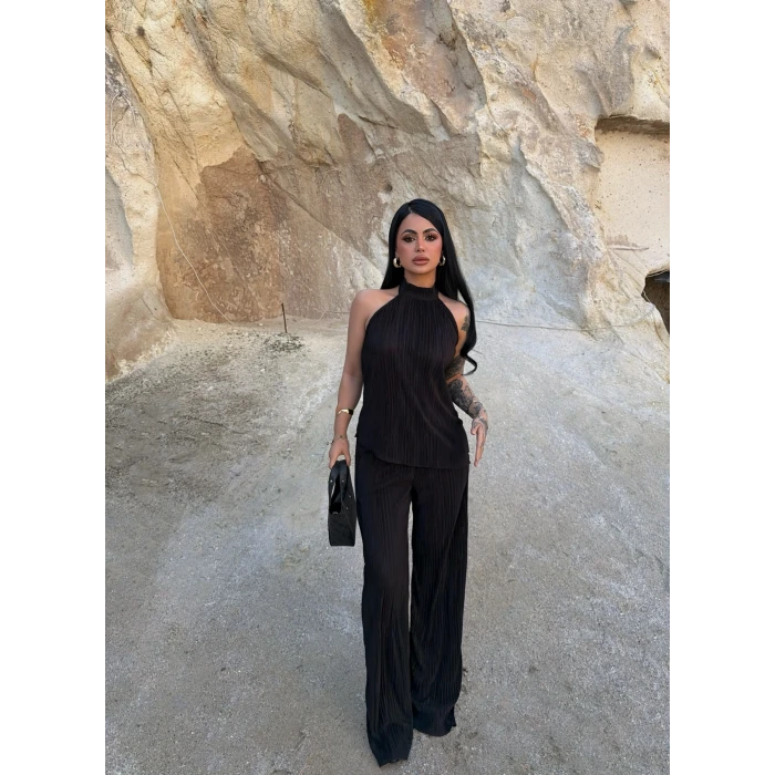 Siyah Sırt Dekolte Fitilli Takım