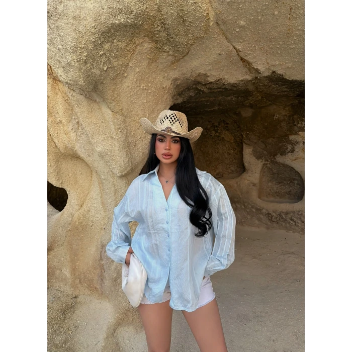 Mavi Line Boyfriend Gömlek