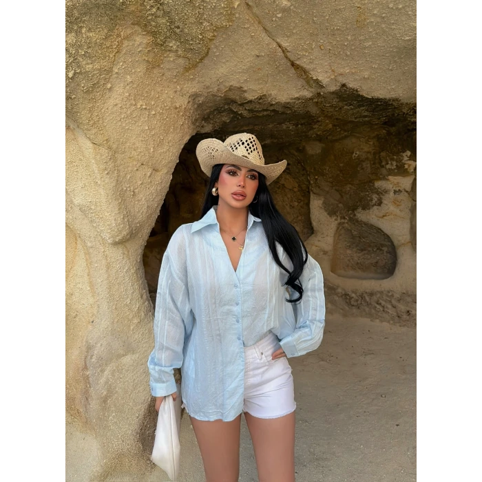 Mavi Line Boyfriend Gömlek