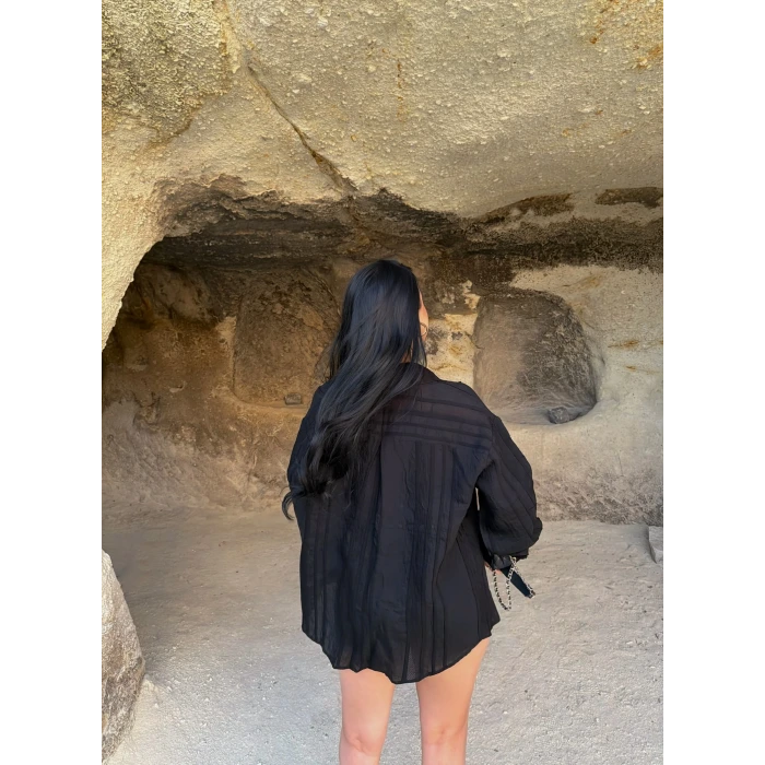 Siyah Line Boyfriend Gömlek