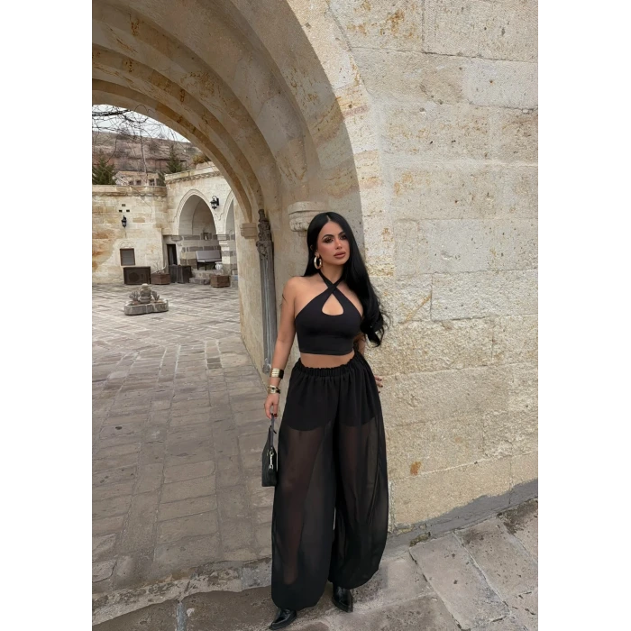 Siyah İçi Astarlı Şalvar Pantolon