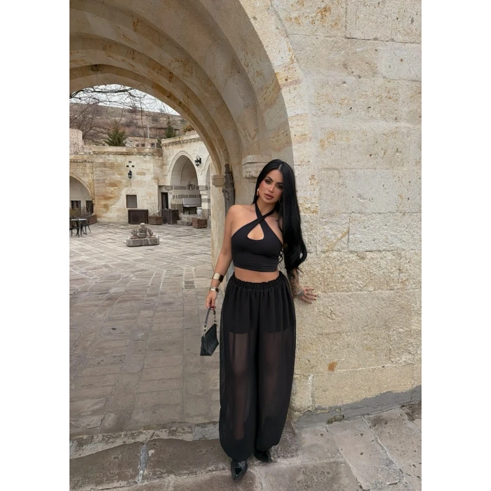 Siyah İçi Astarlı Şalvar Pantolon