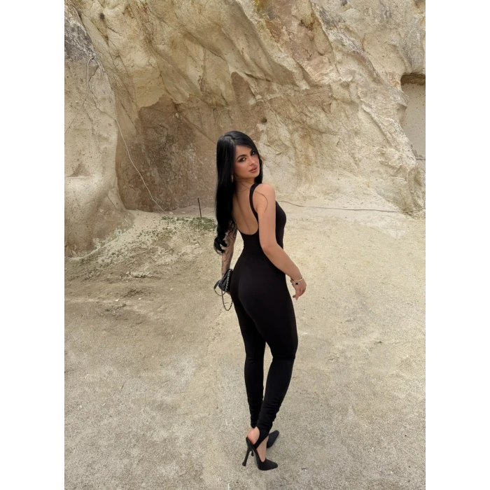 Siyah Askılı Basic Slim Tulum