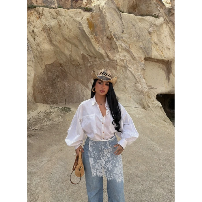 Beyaz Güpürlü Pareo Etek