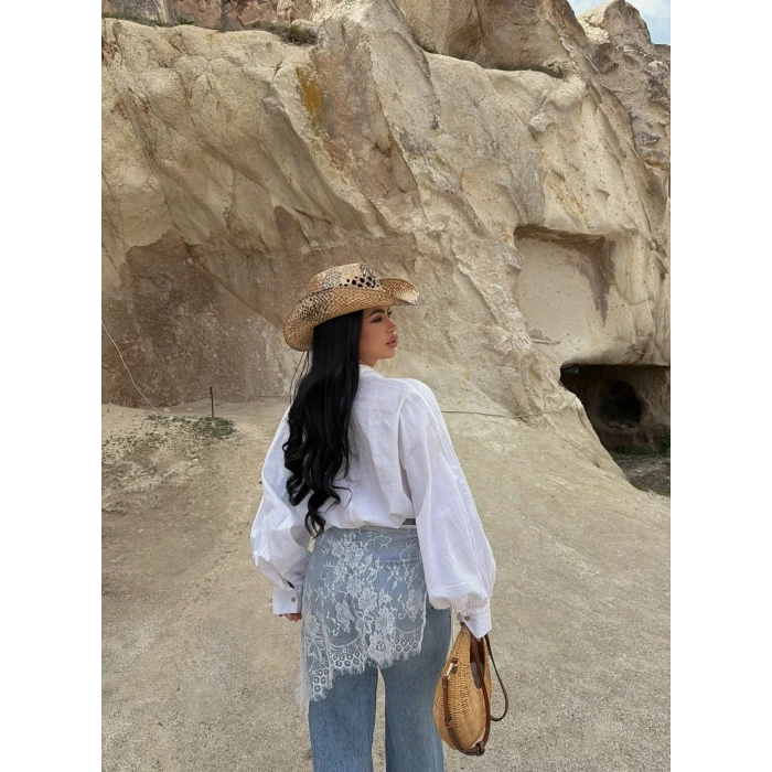 Beyaz Güpürlü Pareo Etek