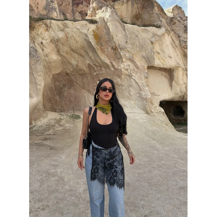 Siyah Güpürlü Pareo Etek