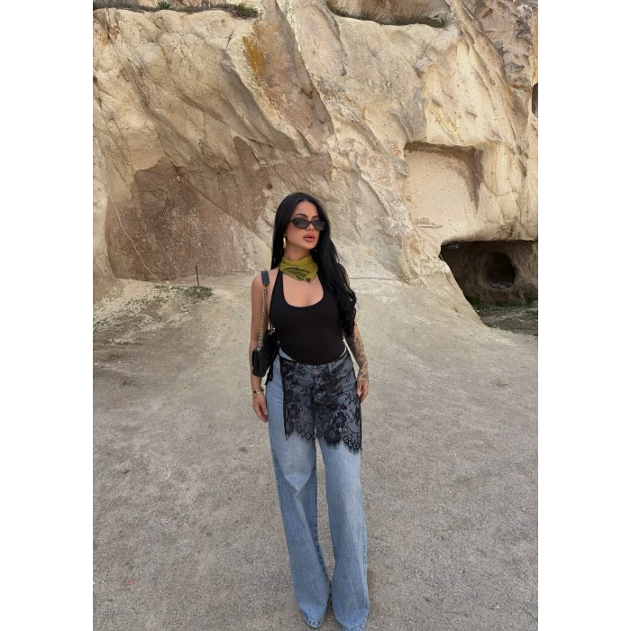 Siyah Güpürlü Pareo Etek