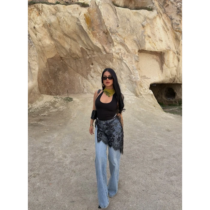 Siyah Güpürlü Pareo Etek