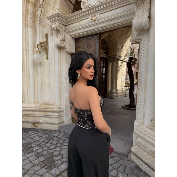 Flower İçi Destekli Straplez Korse