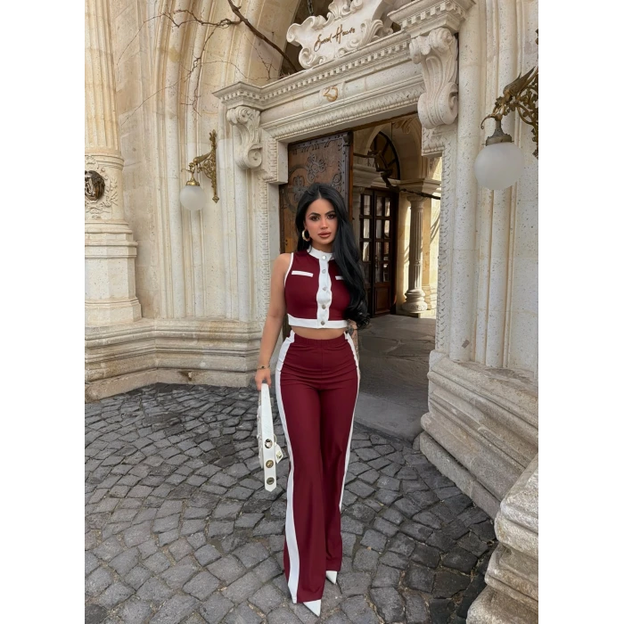 Bordo Ön Garnili Fitilli Takım