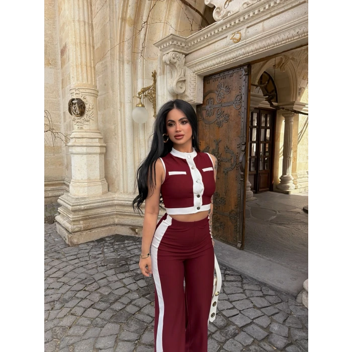 Bordo Ön Garnili Fitilli Takım