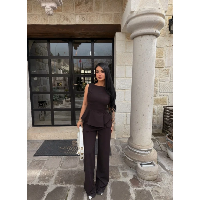 Kahve Sıfır Kol Belden Oturtmalı Takım