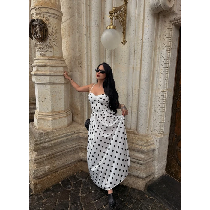 Puantiyeli İçi Destekli Elbise