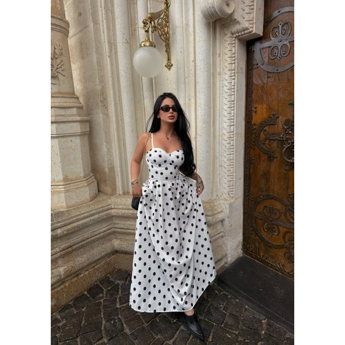 Puantiyeli İçi Destekli Elbise