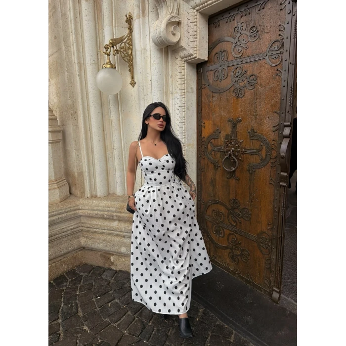 Puantiyeli İçi Destekli Elbise