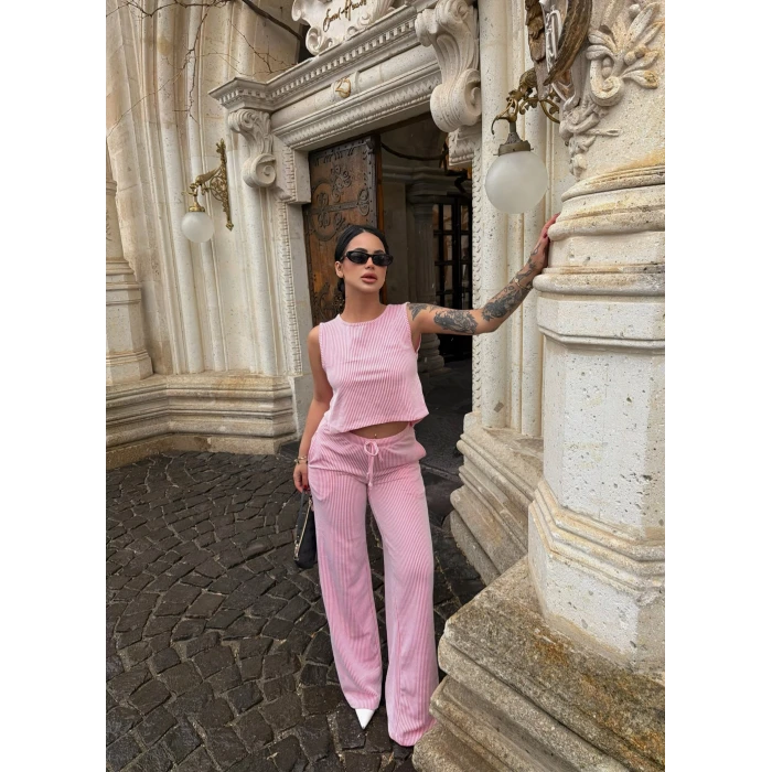 Pembe Sırt Bağlamalı Line İkili Takım