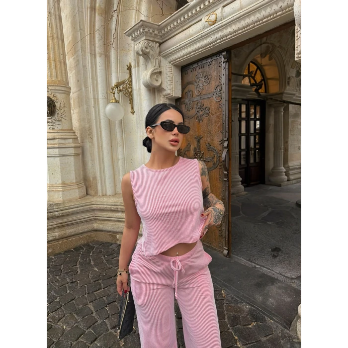 Pembe Sırt Bağlamalı Line İkili Takım