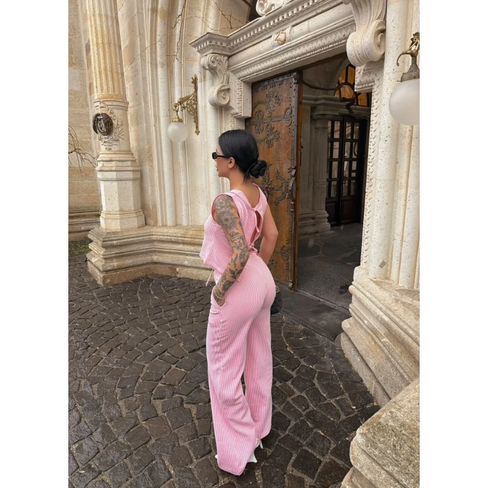 Pembe Sırt Bağlamalı Line İkili Takım