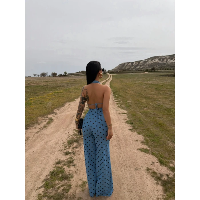 Puantiyeli Amber Boyundan Geçmeli Tulum