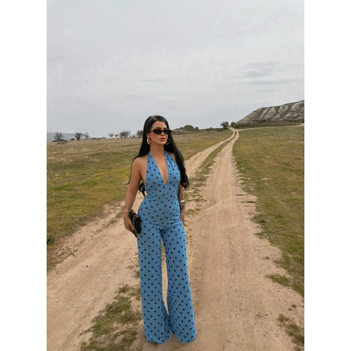 Puantiyeli Amber Boyundan Geçmeli Tulum