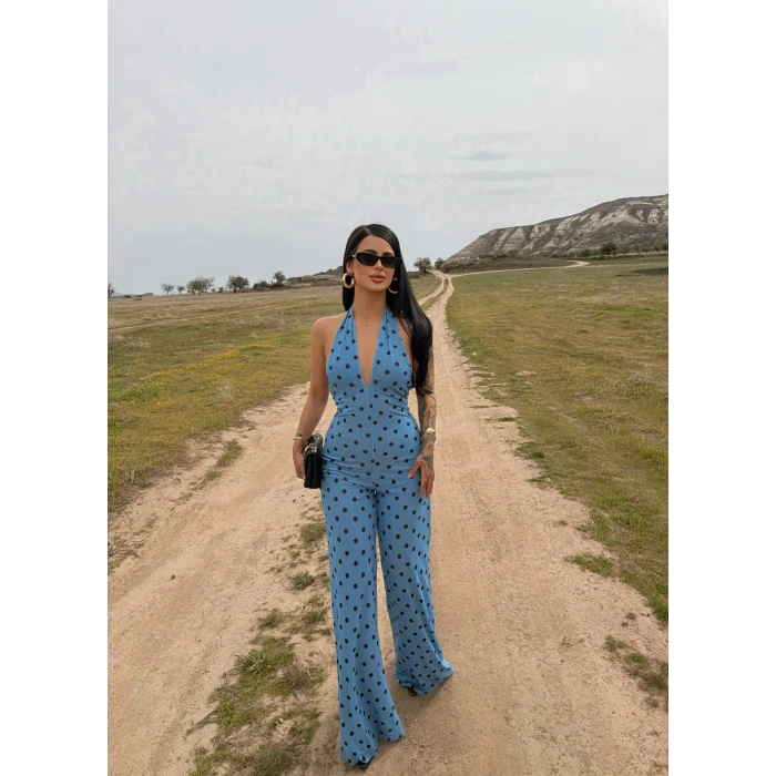 Puantiyeli Amber Boyundan Geçmeli Tulum