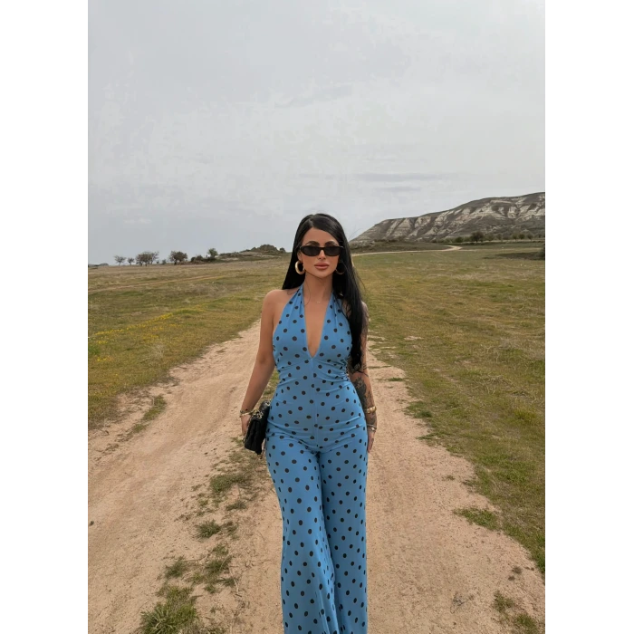 Puantiyeli Amber Boyundan Geçmeli Tulum